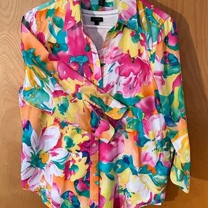 RALPH LAUREN BLOUSE WITH TALBOTS TEE BOTH SIZE L